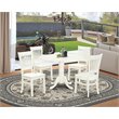 Pemberly Row 5-Piece Wood Dinette Set with Drop-Leaf Table in Linen White