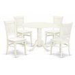 Pemberly Row 5-Piece Wood Dinette Set with Drop-Leaf Table in Linen White