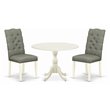 Pemberly Row 3-Piece Wood Dining Set in Linen White with Smoke Finish