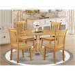 Pemberly Row 5-Piece Wood Dining Set with Double-Drop Leaf Table in Oak
