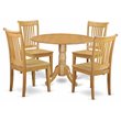 Pemberly Row 5-Piece Wood Dining Set with Double-Drop Leaf Table in Oak