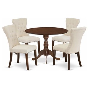 Pemberly Row 5-Piece Round Wood Kitchen Set with Mahogany Finish