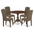 Pemberly Row 5-Piece Wood Dining Set with Parson Chairs in Mahogany Finish
