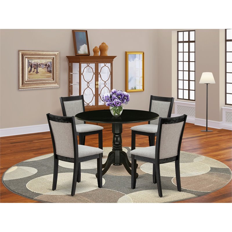 Pemberly Row 5-Piece Wooden Dining Set in Shitake and Wire-Brushed Black