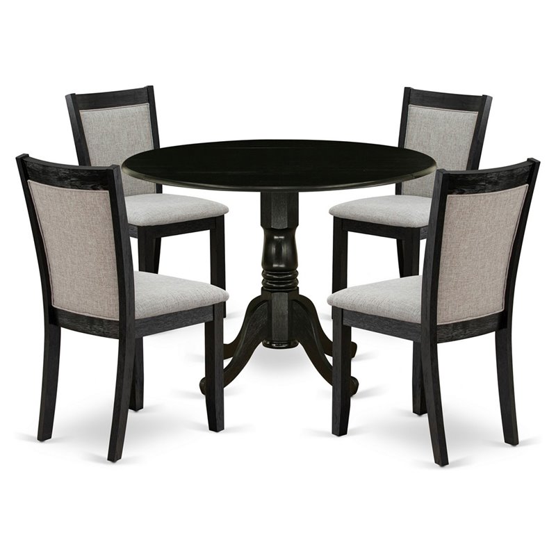 Pemberly Row 5-Piece Wooden Dining Set in Shitake and Wire-Brushed Black