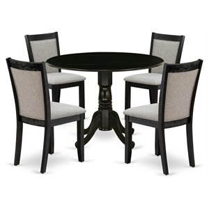Pemberly Row 5-Piece Wooden Dining Set in Shitake and Wire-Brushed Black