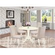 Pemberly Row 5-Piece Wood Dining Set with Parson Chairs in Linen White