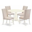 Pemberly Row 5-Piece Wood Dining Set with Parson Chairs in Linen White