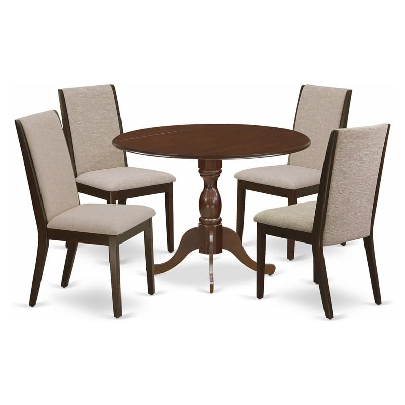 Pemberly Row 5-Piece Rustic Wood Dining Set in Mahogany and Light Tan