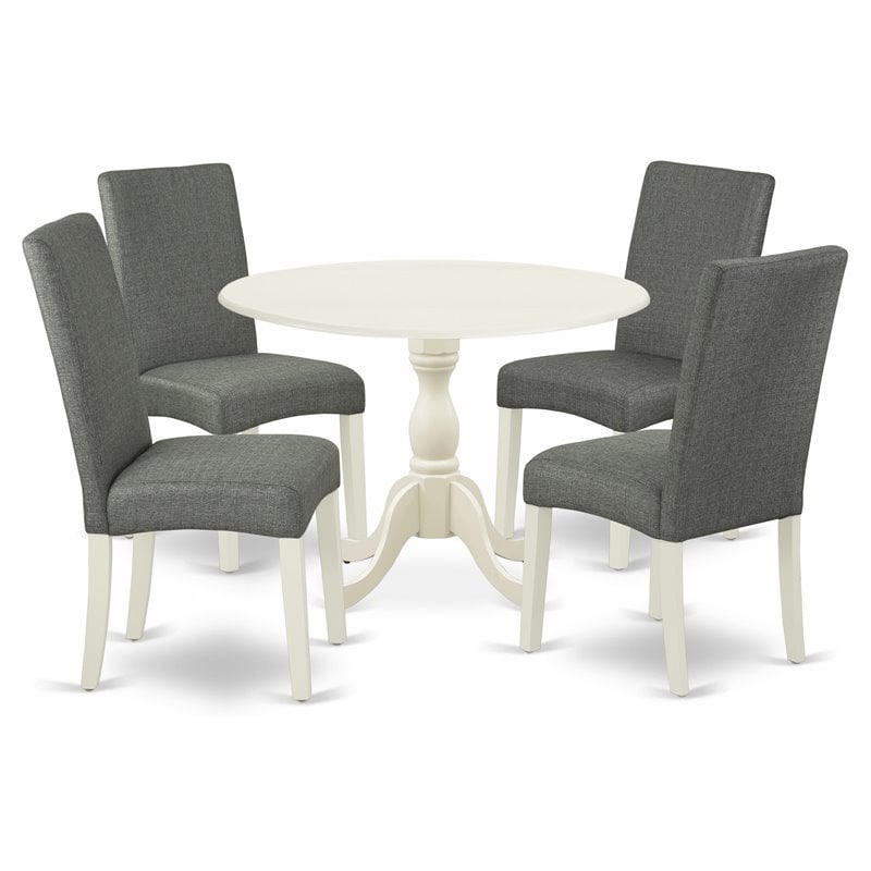 Pemberly Row 5-Piece Rubberwood Dining Set in Linen White and Gray