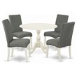 Pemberly Row 5-Piece Rubberwood Dining Set in Linen White and Gray