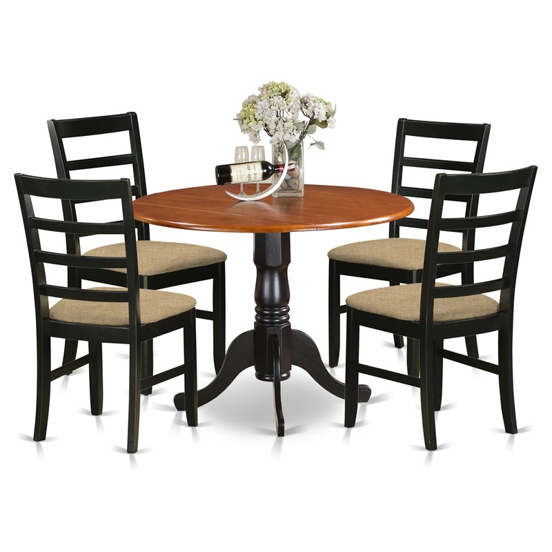 Pemberly Row 5-Piece Wood Dining Set with Black and Cherry Finish