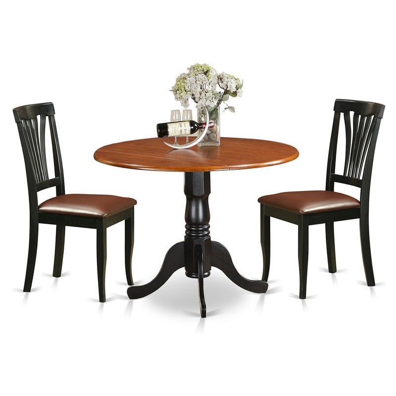 Pemberly Row 3-Piece Rubberwood Dining Set in Black and Cherry