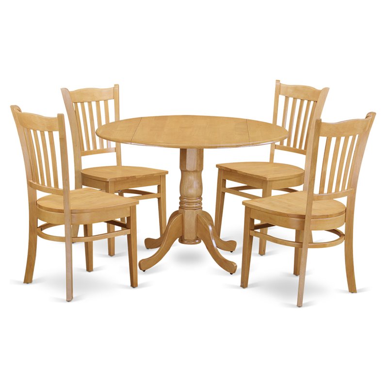 Pemberly Row 5-Piece Wood Dining Table Set with Chairs in Oak Finish
