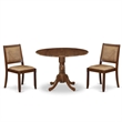 Pemberly Row 3-Piece Dining Table Set in Antique Walnut and Faux Leather