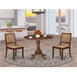 Pemberly Row 3-Piece Dining Table Set in Antique Walnut and Faux Leather