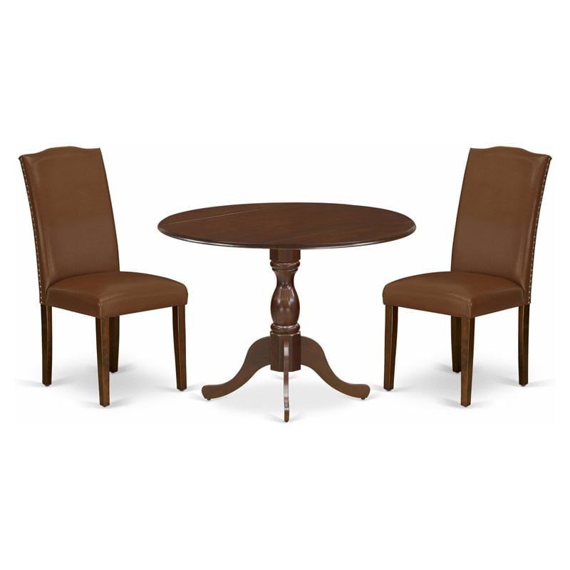 Pemberly Row 3-Piece Mahogany Dining Set with Faux Leather Chairs