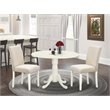 Pemberly Row 3-Piece Dining Table Set in Linen White with Parson Chairs