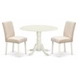 Pemberly Row 3-Piece Dining Table Set in Linen White with Parson Chairs