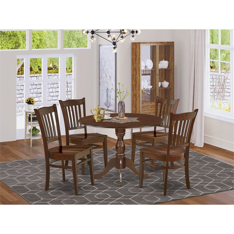 Pemberly Row 5-Piece Wood Kitchen Set in Mahogany Finish with 4 Chairs