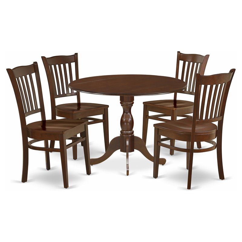 Pemberly Row 5-Piece Wood Kitchen Set in Mahogany Finish with 4 Chairs