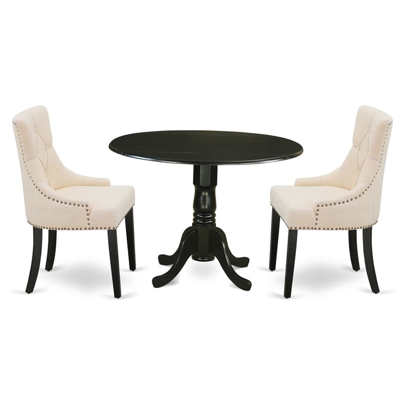 Pemberly Row 3-Piece Wood Dining Set in Black and Light Beige