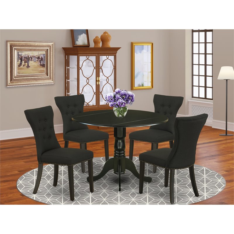 Pemberly Row 5-Piece Traditional Wood Dining Set in Black Finish