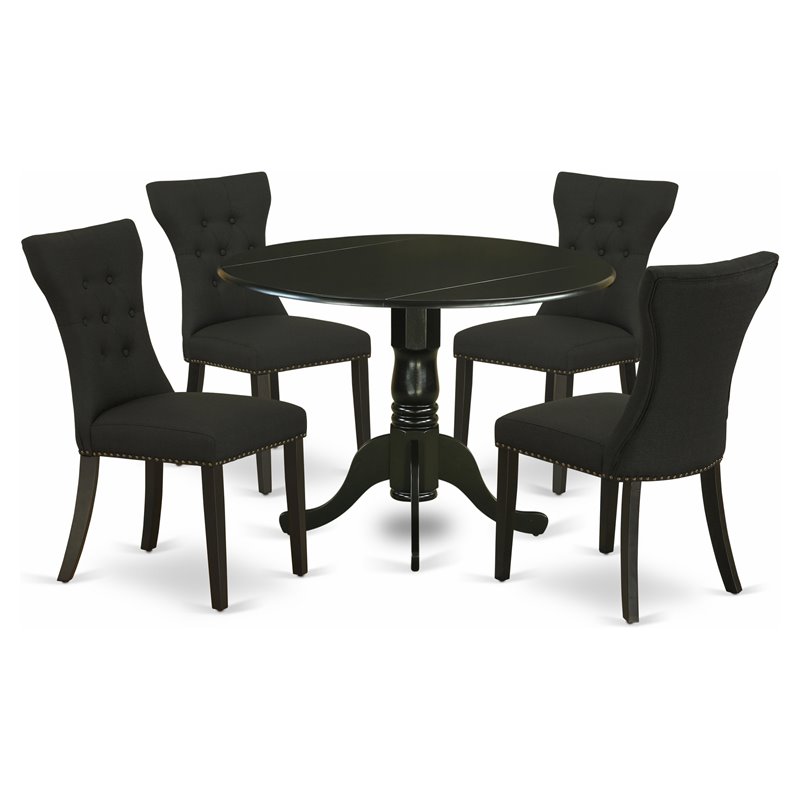 Pemberly Row 5-Piece Traditional Wood Dining Set in Black Finish