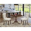 Pemberly Row 3-Piece Wood Dining Set with Mahogany and Doeskin Finish