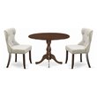 Pemberly Row 3-Piece Wood Dining Set with Mahogany and Doeskin Finish