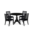Pemberly Row 5-Piece Black Rubberwood Dining Set with Stackable Chairs