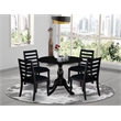 Pemberly Row 5-Piece Black Rubberwood Dining Set with Stackable Chairs