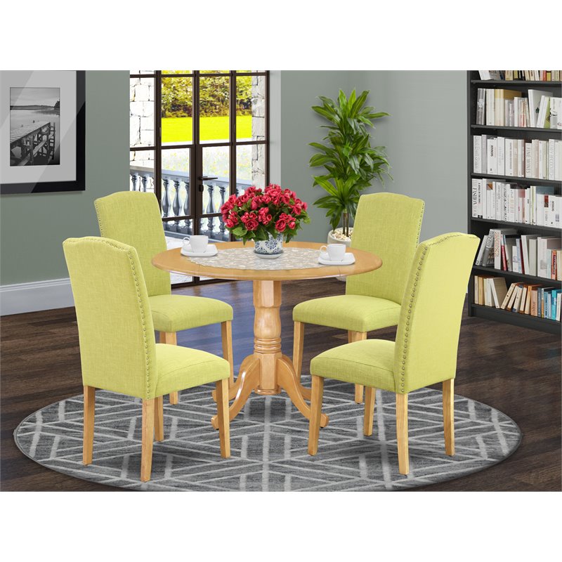 Pemberly Row 5-Piece Wood Dining Set in Oak and Limelight Finish