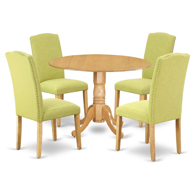 Pemberly Row 5-Piece Wood Dining Set in Oak and Limelight Finish