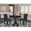 Pemberly Row 3-Piece Black Wood Dining Set with Linen Fabric Seats