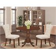 Pemberly Row 3-Piece Dining Set with Mahogany Table and Beige Chairs