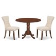Pemberly Row 3-Piece Dining Set with Mahogany Table and Beige Chairs