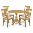 Pemberly Row 5-Piece Wood Dining Set with Drop Leaf Round Table in Oak