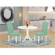 Pemberly Row 3-Piece Wood Dining Set in Linen White/Pond w/ Round Table