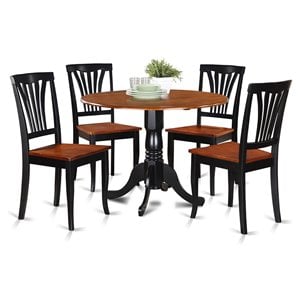 Pemberly Row 5-Piece Wood Kitchen Set with Round Table in Buttermilk/Cherry