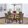 Pemberly Row 5-Piece Dining Set with Mahogany Table & Coffee Chairs