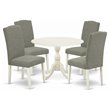 Pemberly Row 5-Piece Wood Dining Set in Linen White & Dark Shitake