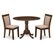 Pemberly Row 3-Piece Dining Set with Natural Walnut Finish & Tan Chairs