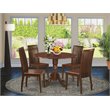 Pemberly Row 5-Piece Wood Kitchen Set with Drop-Leaf in Mahogany Finish