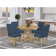 Pemberly Row 5-Piece Oak and Oasis Blue Drop-Leaf Dining Table Set