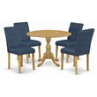Pemberly Row 5-Piece Oak and Oasis Blue Drop-Leaf Dining Table Set