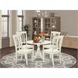 Pemberly Row 5-Piece Dining Set with Wood Table and Chairs in Linen White