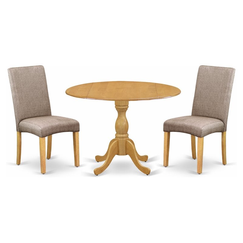 Pemberly Row 3-Piece Drop Leaf Dining Set with Oak Finish for 2 Persons