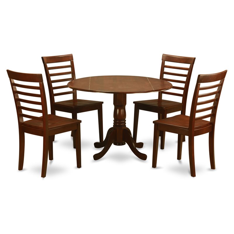 Pemberly Row 5-Piece Mahogany Round Dining Set with Ladder Back Chairs