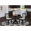 Pemberly Row 3-Piece Round Pedestal Dining Set in Wire Brushed Black Finish